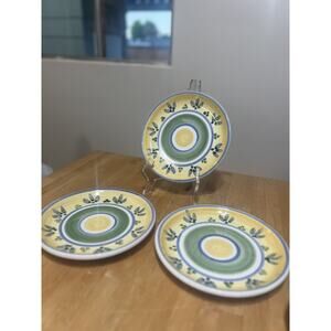 3 Caleca Italian Pottery 8.25” Salad Plates Ceramic Hand Painted